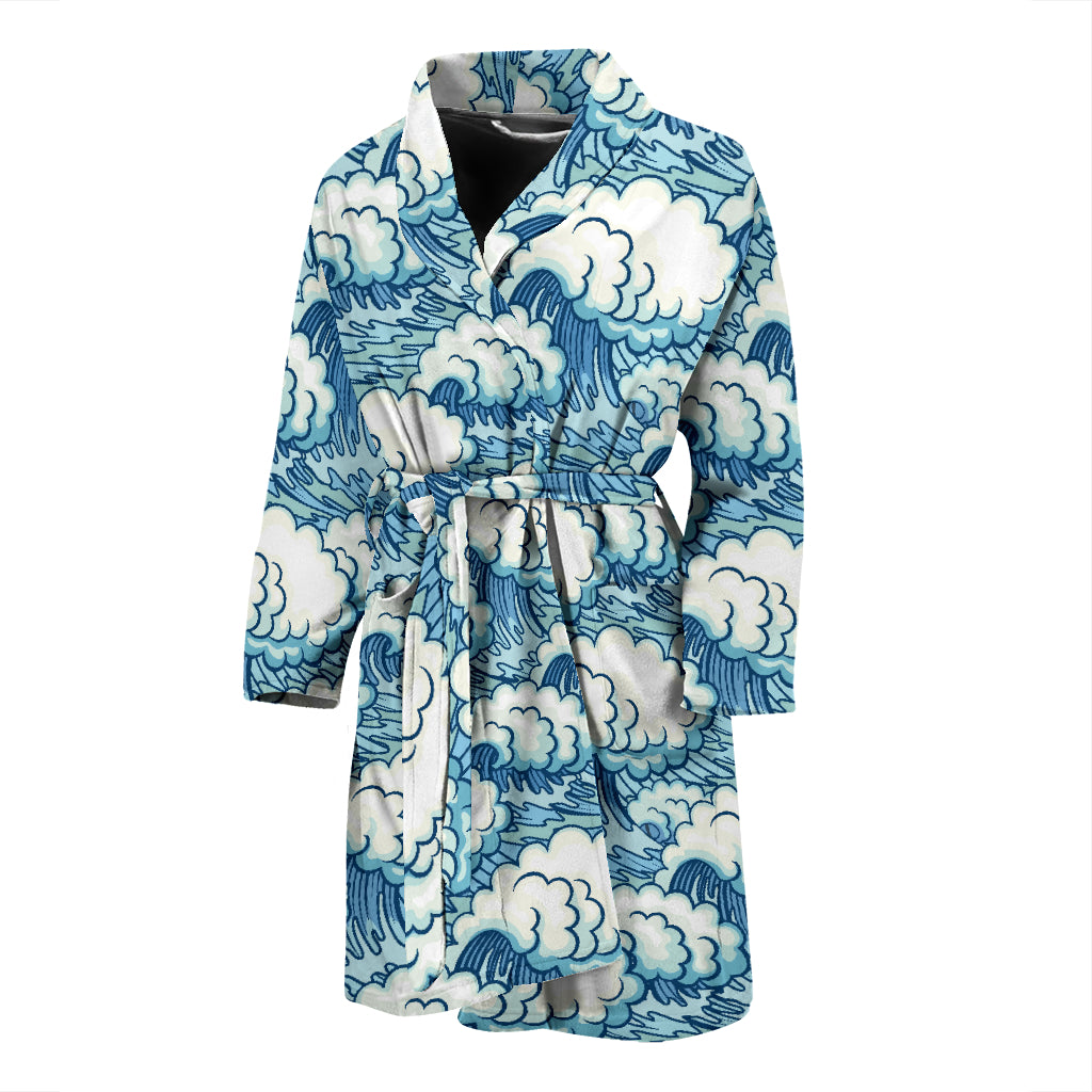 Wave Japan Style Print Design LKS304 Men Bathrobe