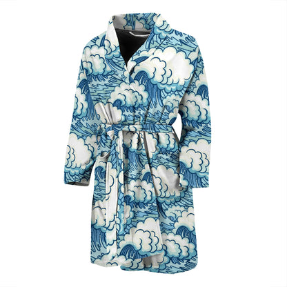 Wave Japan Style Print Design LKS304 Men Bathrobe