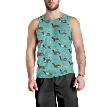 Dachshund Paw Decorative Print Pattern Men Tank Top