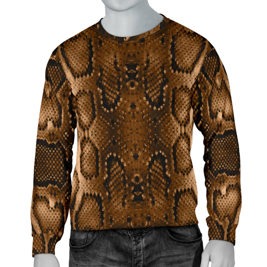 Snake Skin Brown Print Men Long Sleeve Sweatshirt
