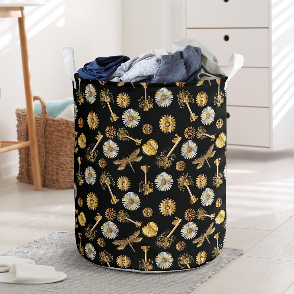 Steampunk Dragonfly Design Themed Print Laundry Basket