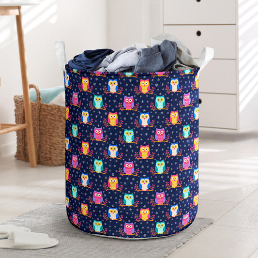 Owl Cute Themed Design Print Laundry Basket