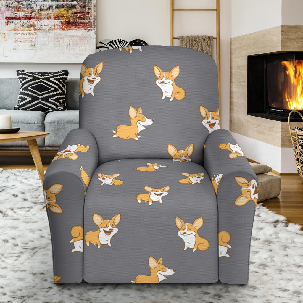 Pembroke Welsh Corgis Pattern Print Design A02 Recliner Slipcover with Pocket