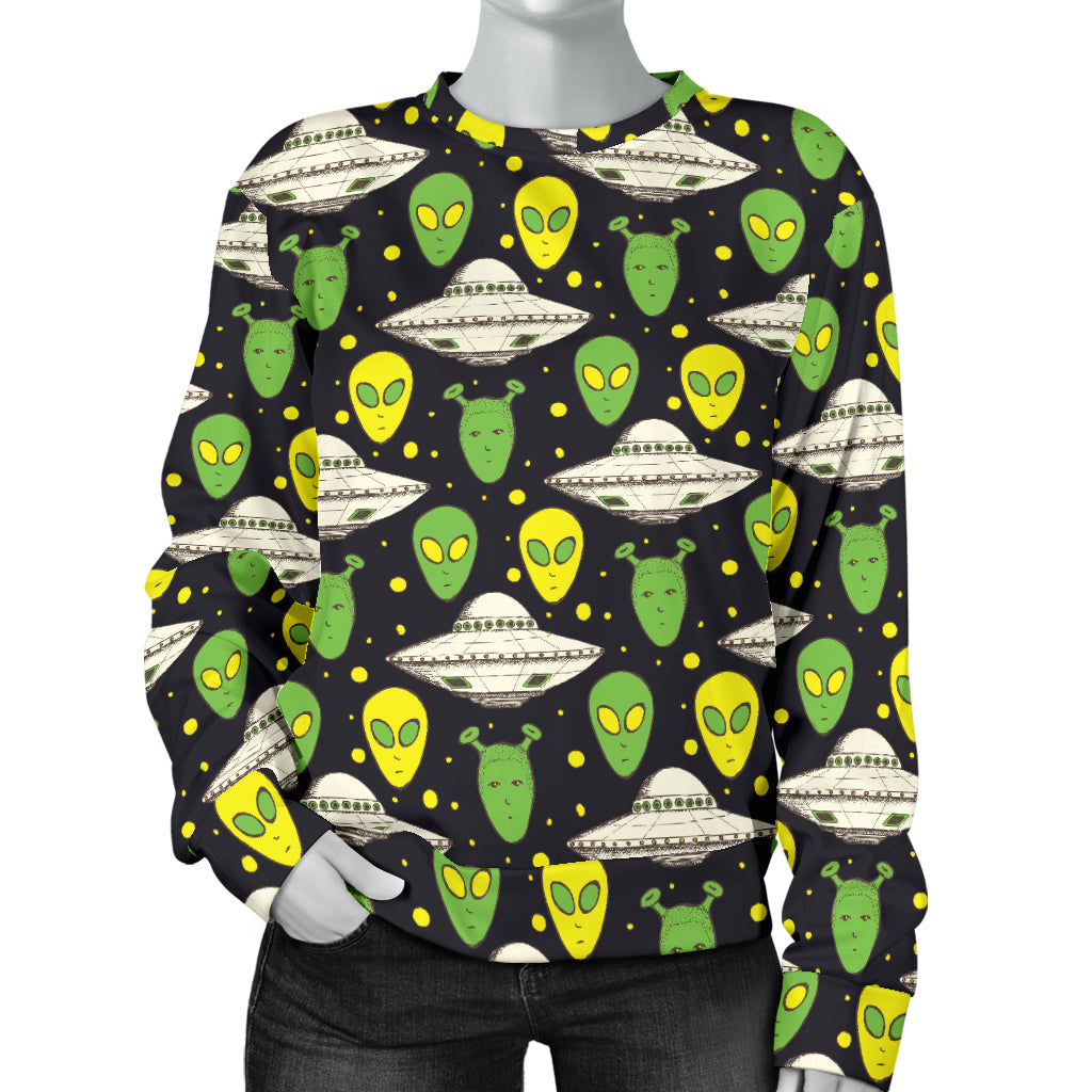 Alien UFO Pattern Women Long Sleeve Sweatshirt