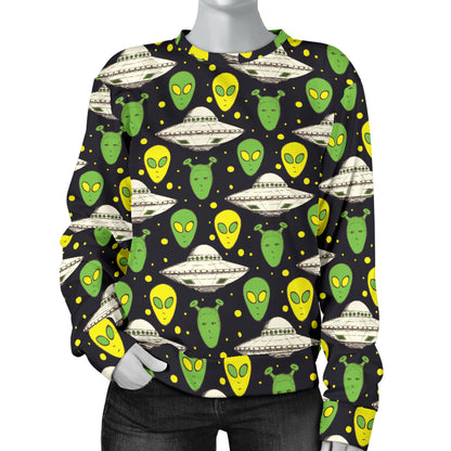 Alien UFO Pattern Women Long Sleeve Sweatshirt