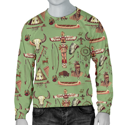 Native Indian Themed Design Print Men Long Sleeve Sweatshirt