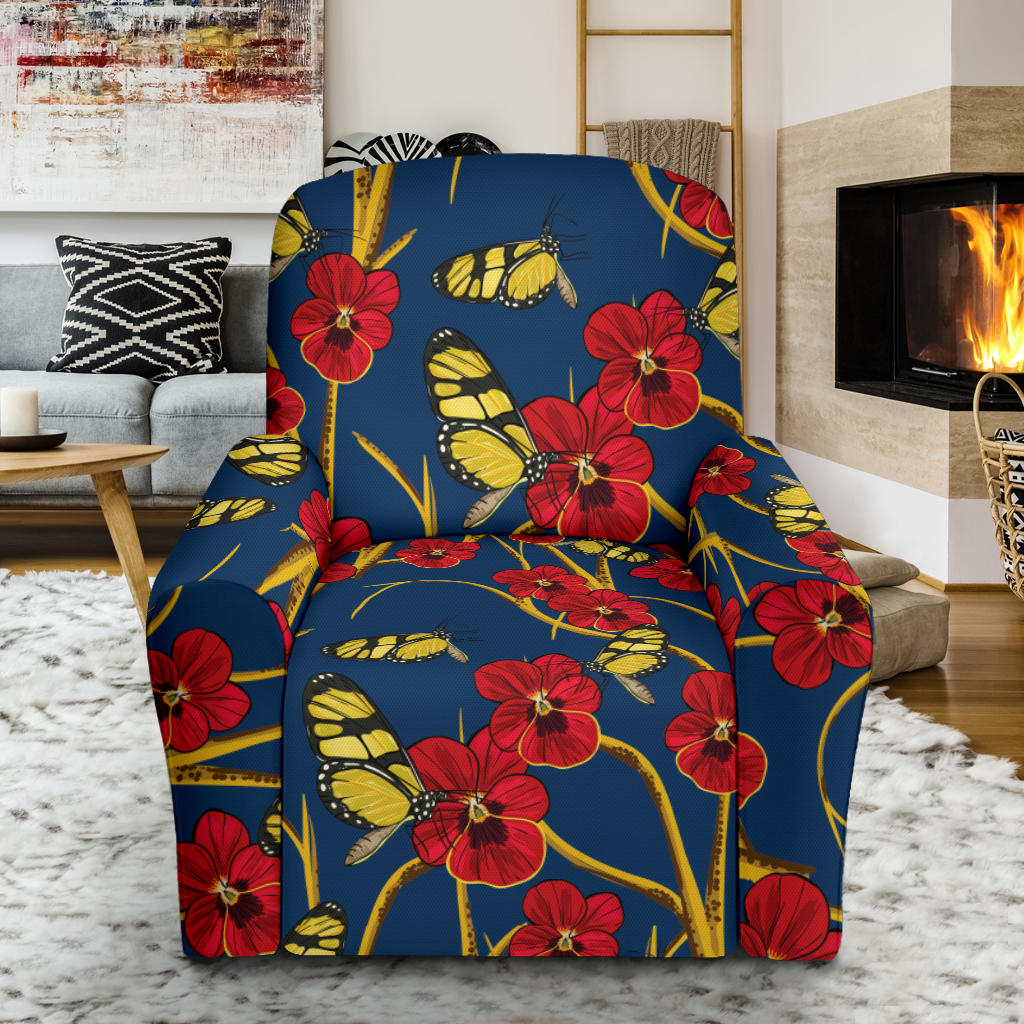 Pansy Pattern Print Design A01 Recliner Slipcover with Pocket