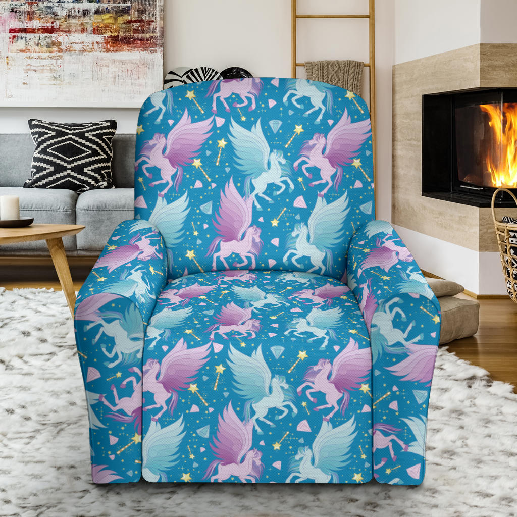Pegasus Pattern Print Design 04 Recliner Slipcover with Pocket