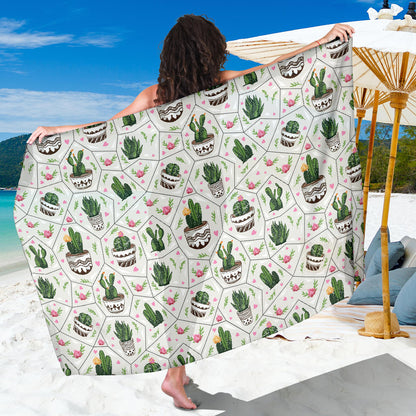 Cactus Pattern Print Design 04 Sarong Pareo Wrap