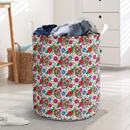 Sugar Skull Colorful Themed Print Laundry Basket