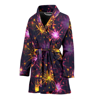 Firework Print Design LKS303 Women Bathrobe