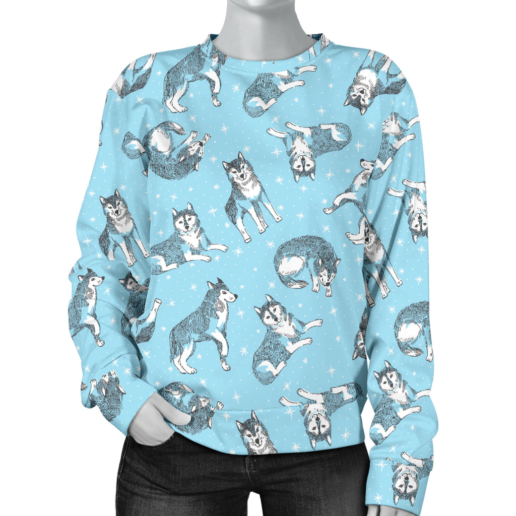 Wolf Design Print Pattern Women Long Sleeve Sweatshirt