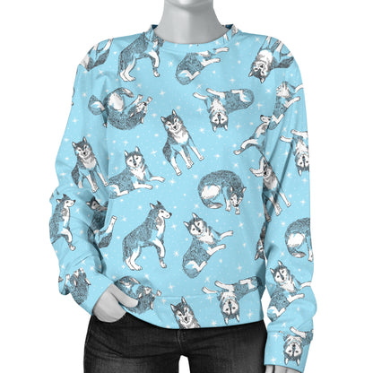 Wolf Design Print Pattern Women Long Sleeve Sweatshirt