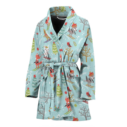 Ski Fox Cute Print Design LKS303 Women Bathrobe