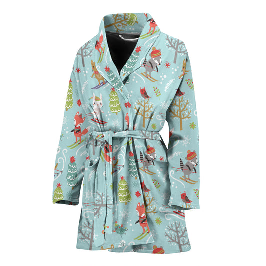 Ski Fox Cute Print Design LKS303 Women Bathrobe