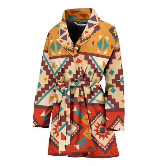Navajo Pattern Print Design A01 Women Bathrobe