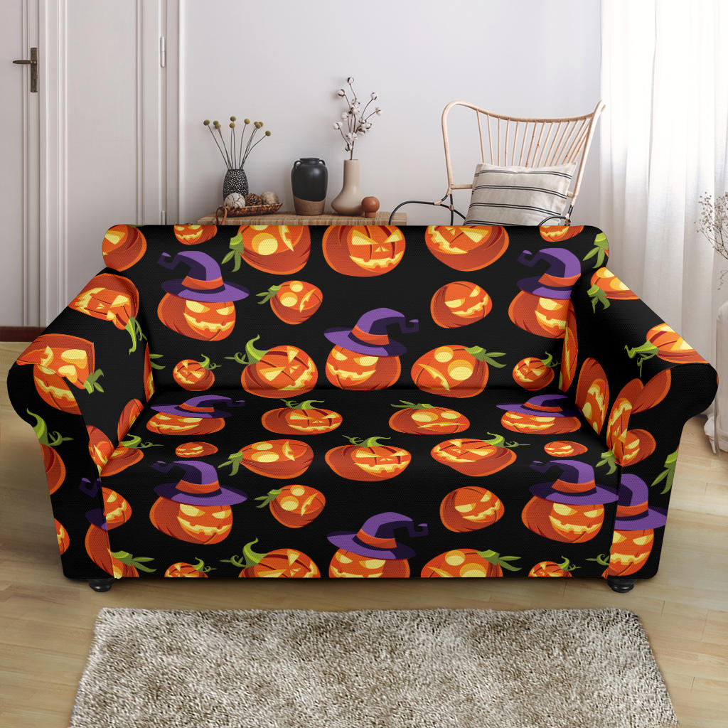 Witch Pumpkin Halloween Print LKS302 Loveseat Couch Slipcover