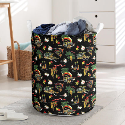 Hawaiian Island Themed Print Laundry Basket