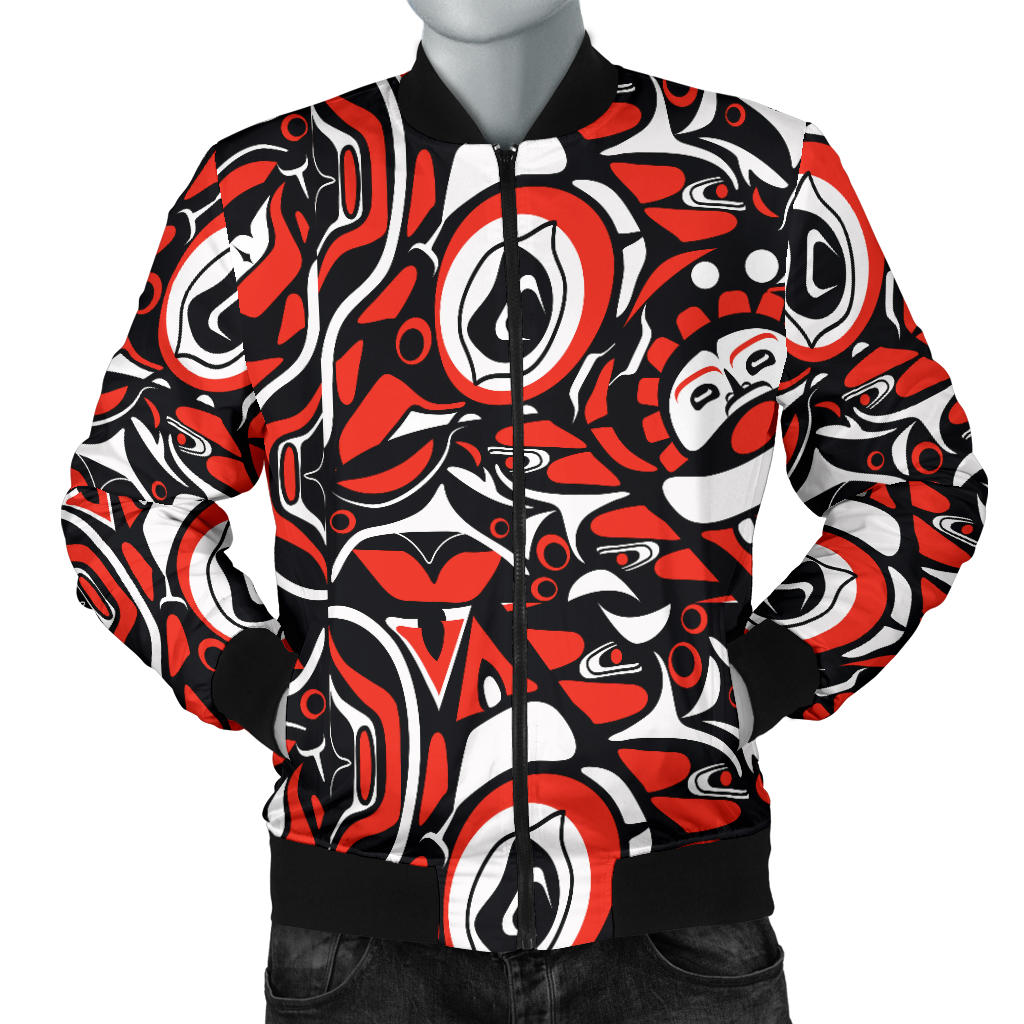 Native North American Themed Print Men Bomber Jacket