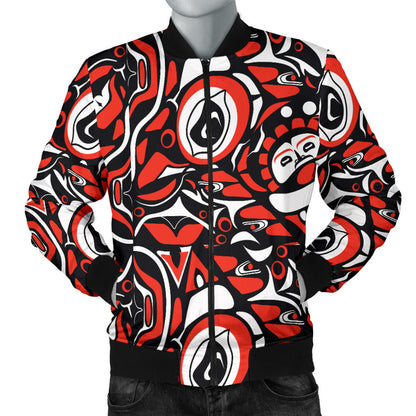 Native North American Themed Print Men Bomber Jacket