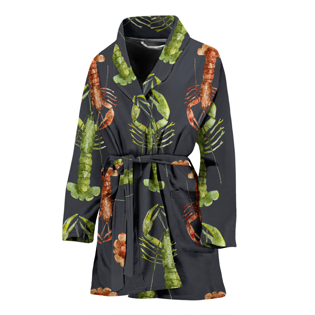 Lobster Pattern Print Design 01 Women Bathrobe