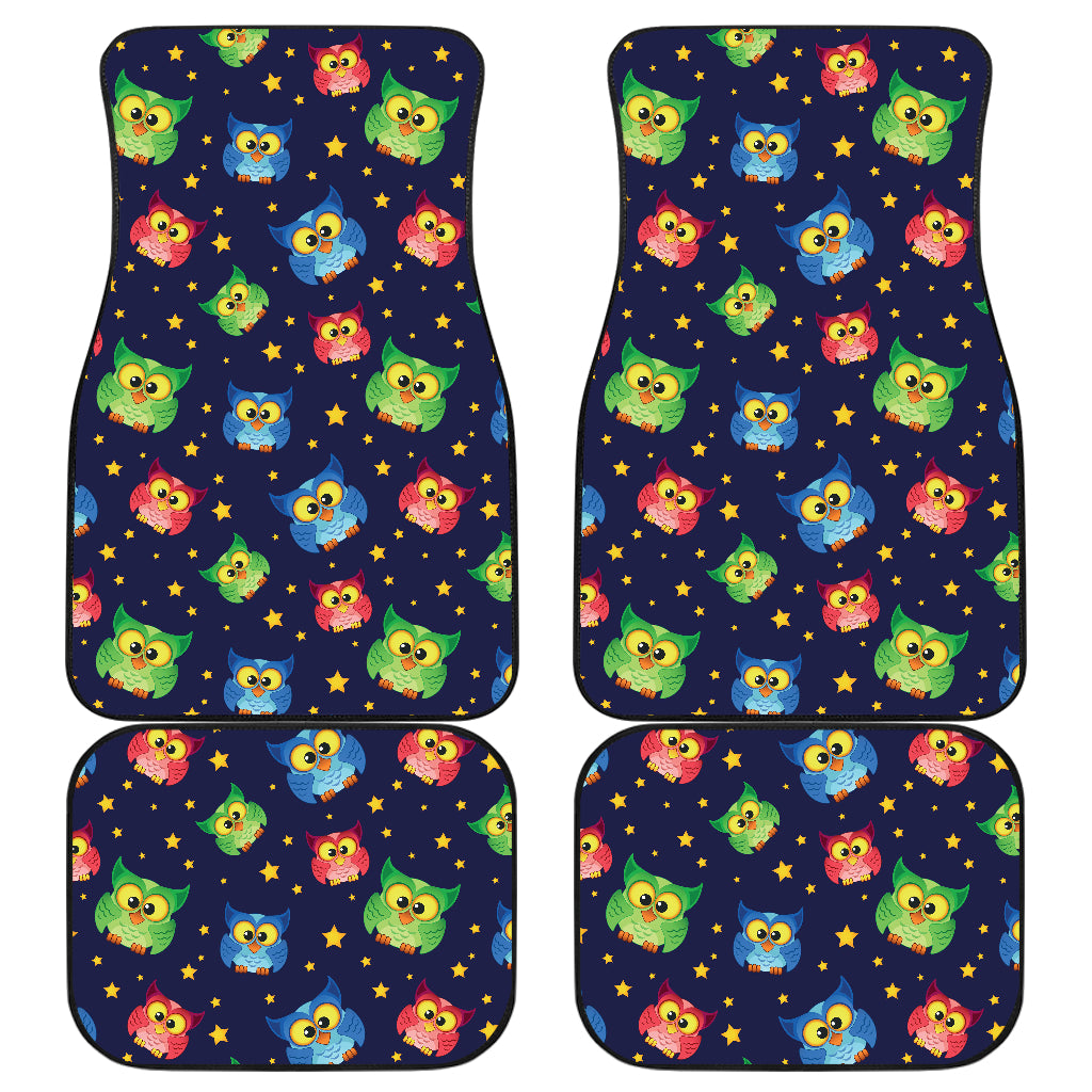 Owl with Star Themed Design Print Car Floor Mats Front Back