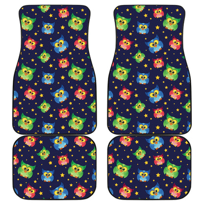 Owl with Star Themed Design Print Car Floor Mats Front Back