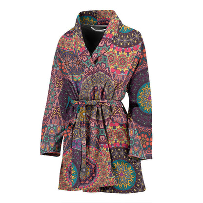 Bohemian Pattern Print Design 07 Women Bathrobe