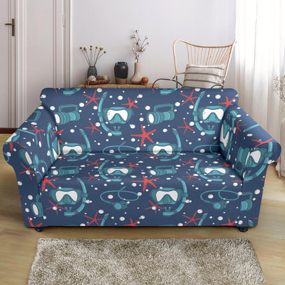 Scuba Equipment Print Design LKS302 Loveseat Couch Slipcover
