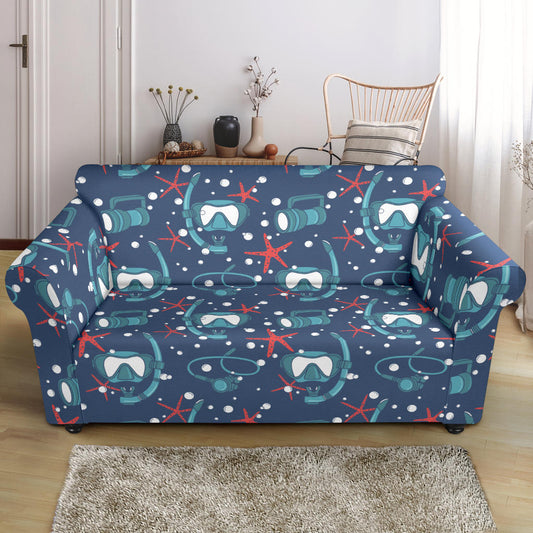 Scuba Equipment Print Design LKS302 Loveseat Couch Slipcover