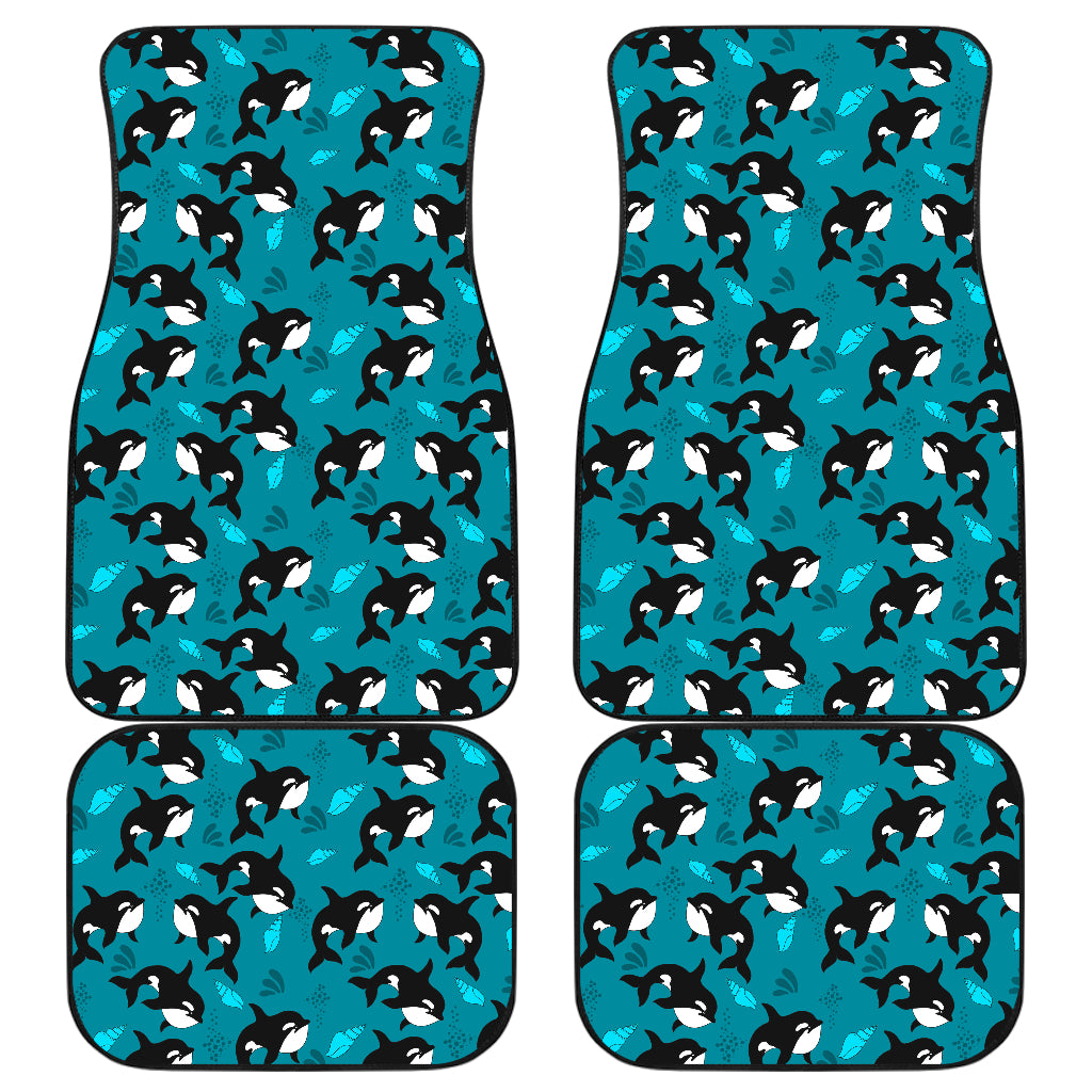 Whale Sea Design Themed Print Car Floor Mats Front Back