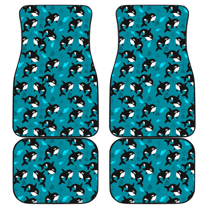 Whale Sea Design Themed Print Car Floor Mats Front Back
