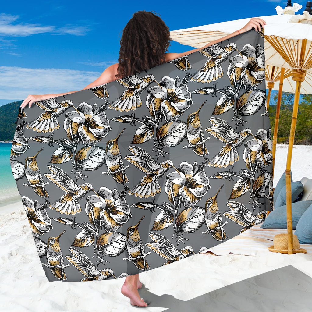 Hummingbird Pattern Print Design 02 Sarong Pareo Wrap