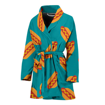Hot Dog Pattern Print Design 03 Women Bathrobe