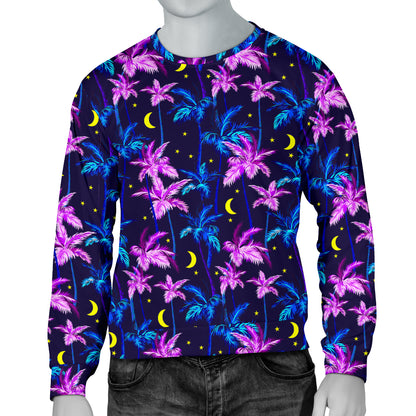 Palm Tree Night Scene Design Print Men Long Sleeve Sweatshirt