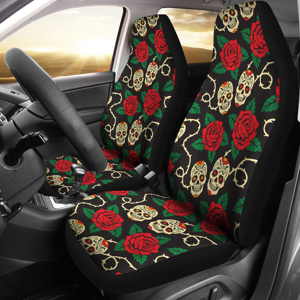 Sugar Skull Red Rose Print Design LKS301 Car Seat Covers