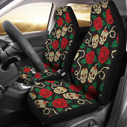Sugar Skull Red Rose Print Design LKS301 Car Seat Covers