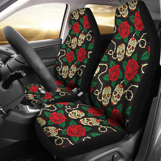 Sugar Skull Red Rose Print Design LKS301 Car Seat Covers
