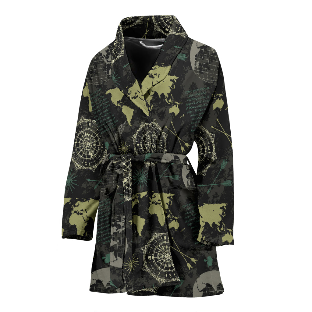 World Map Print Design LKS303 Women Bathrobe