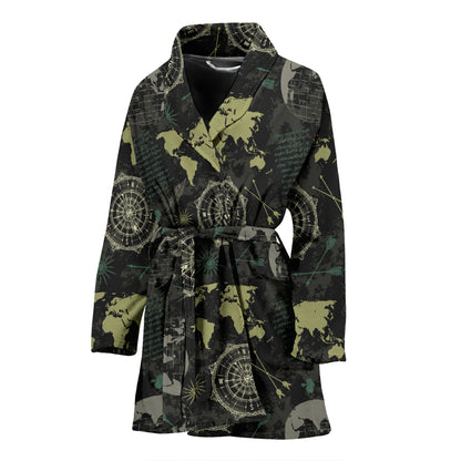 World Map Print Design LKS303 Women Bathrobe