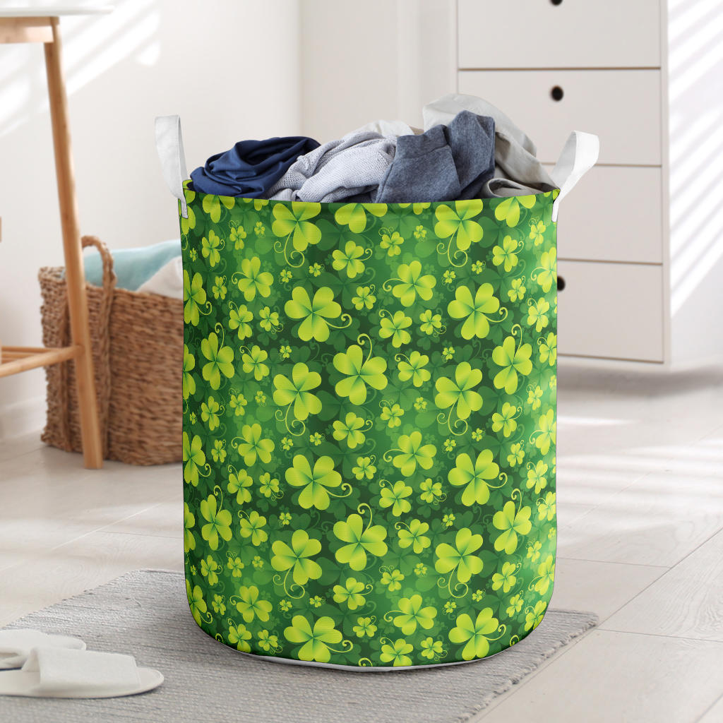 Shamrock Clover Print Laundry Basket