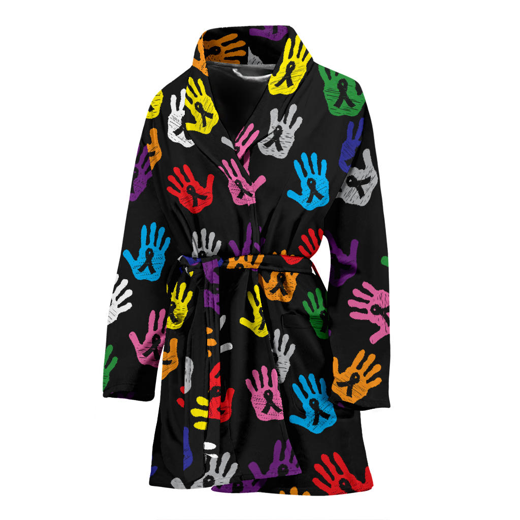 Cancer Awareness Pattern Print Design 04 Women Bathrobe