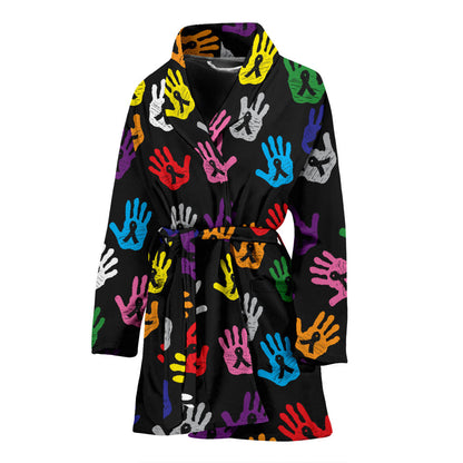 Cancer Awareness Pattern Print Design 04 Women Bathrobe