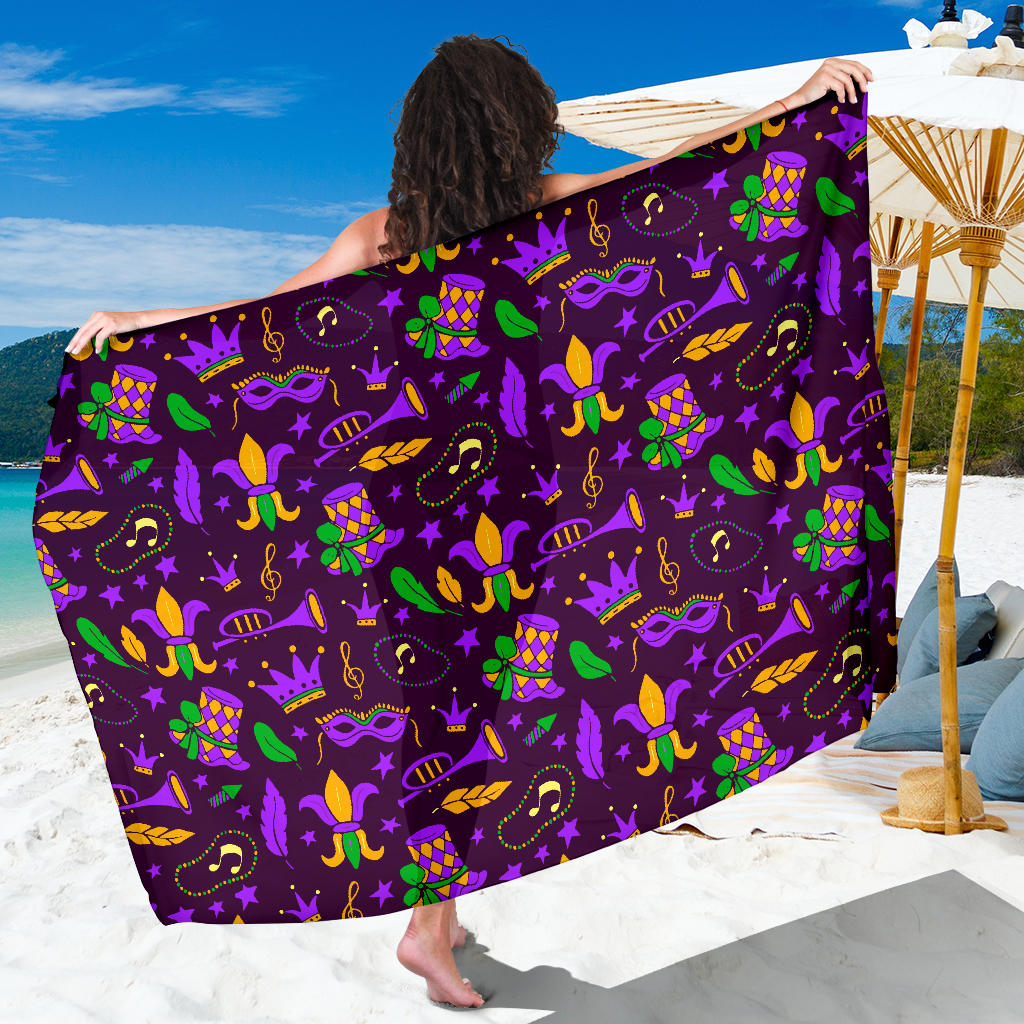 Mardi Gras Pattern Print Design 08 Sarong Pareo Wrap