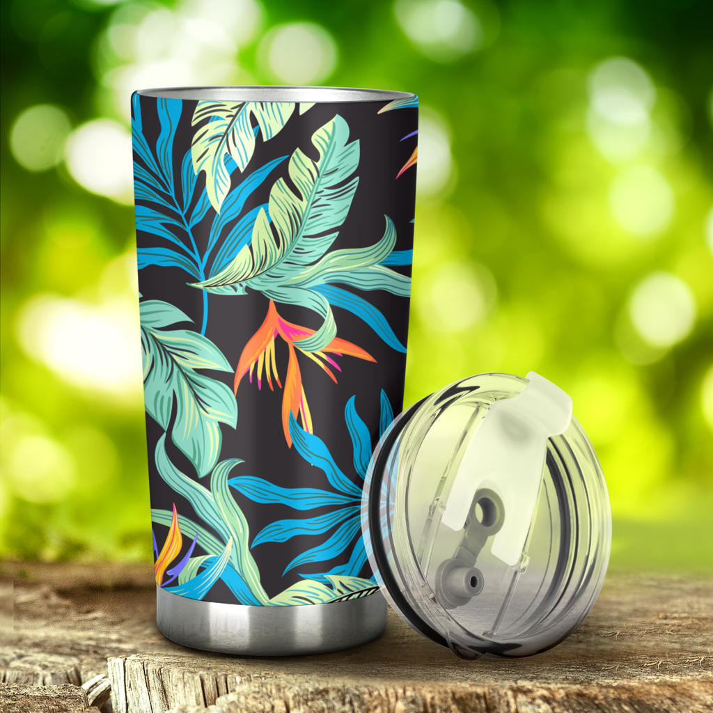 Tropical Palm Leaves Hawaiian Flower Tumbler