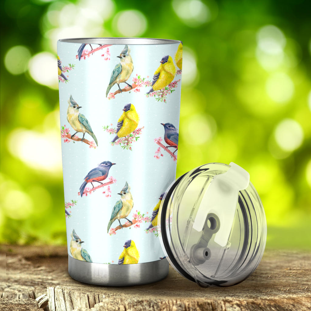 Bird Sweet Themed Print Pattern Tumbler