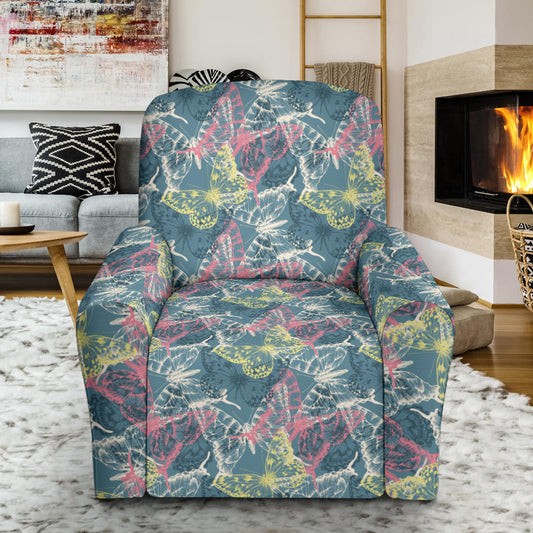 Butterfly Pattern Print Design 01 Recliner Slipcover with Pocket