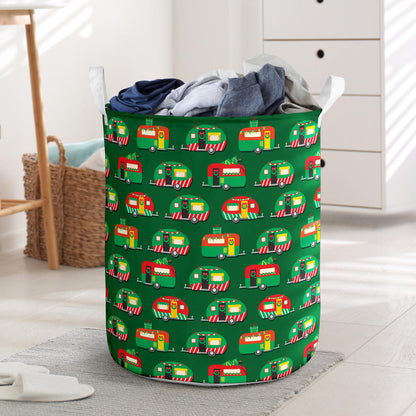 Camper Camping Christmas Themed Print Laundry Basket