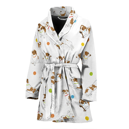 Russell Terriers With Balls Print Design LKS307 Women Bathrobe