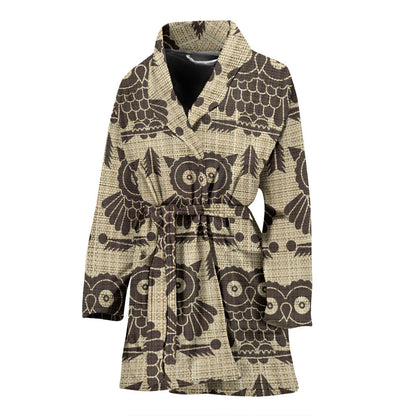 Owl Pattern Print Design A01 Women Bathrobe